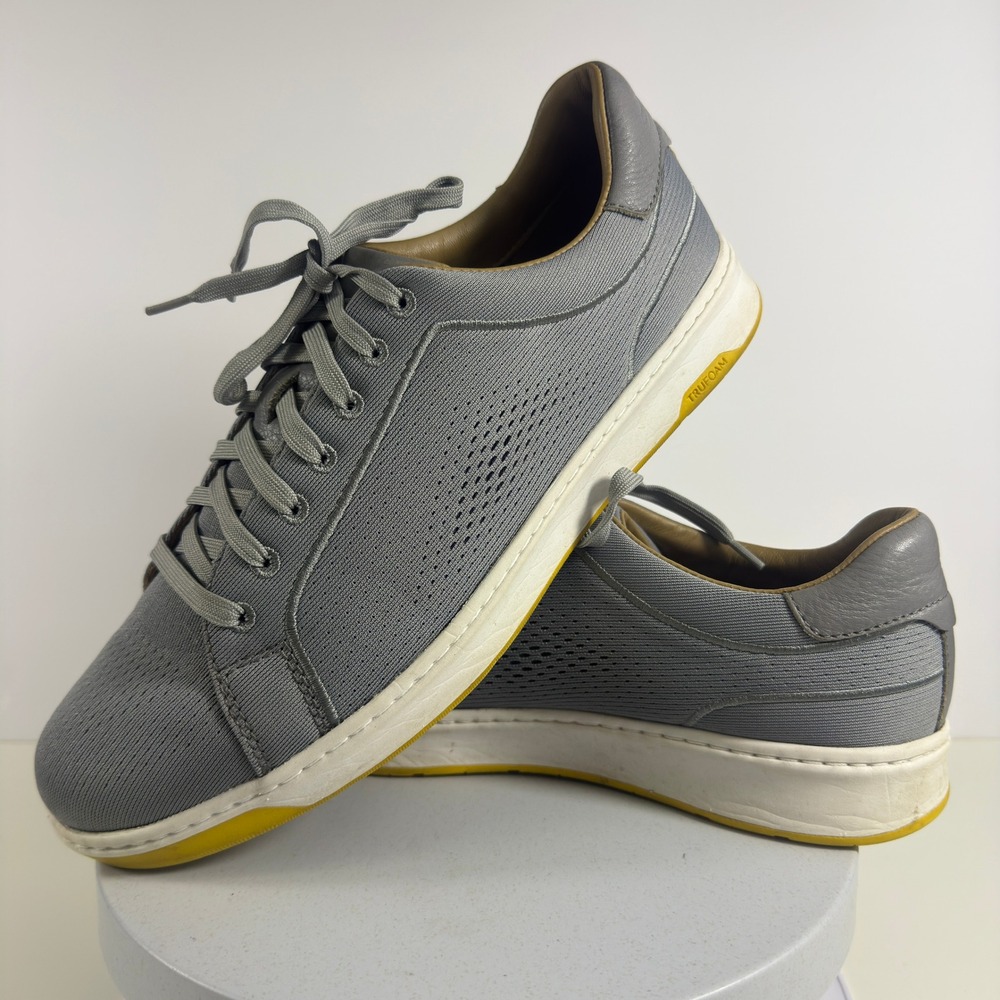 Johnston & Murphy Trufoam Mens Grey Knit Leather Trim Casual Sneakers Shoes 10.5